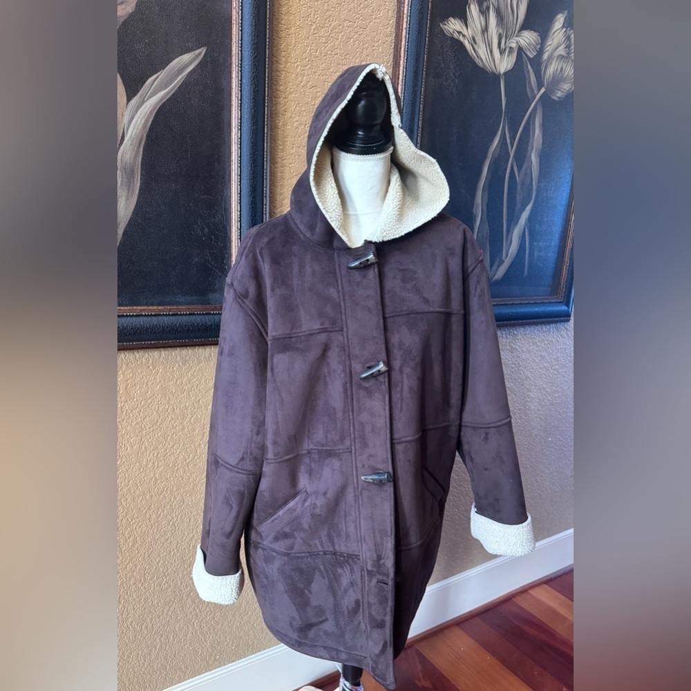 Lauren Ralph Lauren Dark Brown Teddy Jacket with Hood